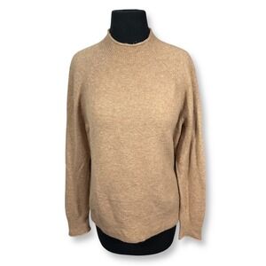 J.Crew Wool Alpaca Blend Mock Neck Sweater Long Sleeve Knit Pullover Tan Beige M